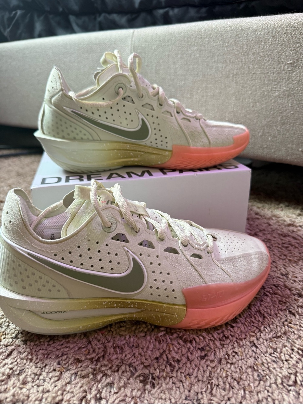 Nike Women’s Light Green and Coral Volleyball Shoes